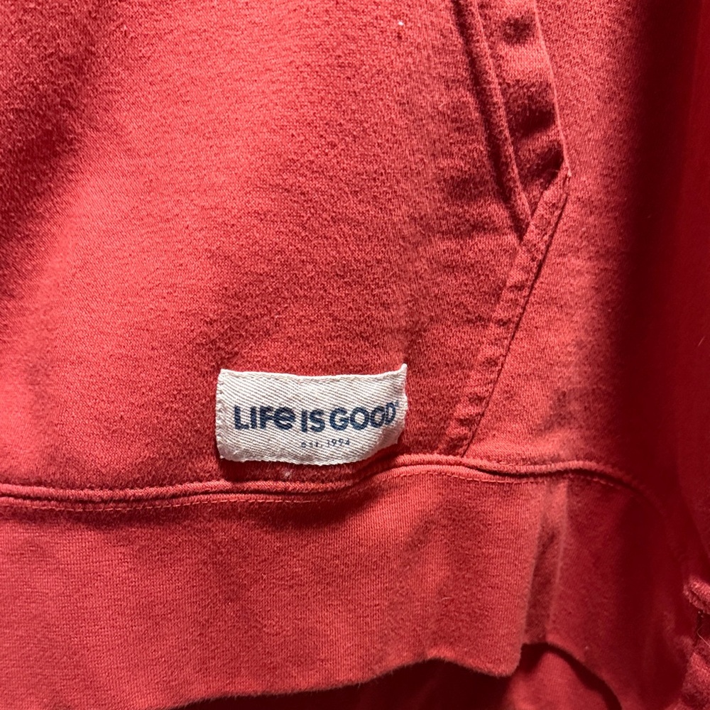 Life Is Good Men's Red Hoodie with Flag Design - Picture 4 of 6